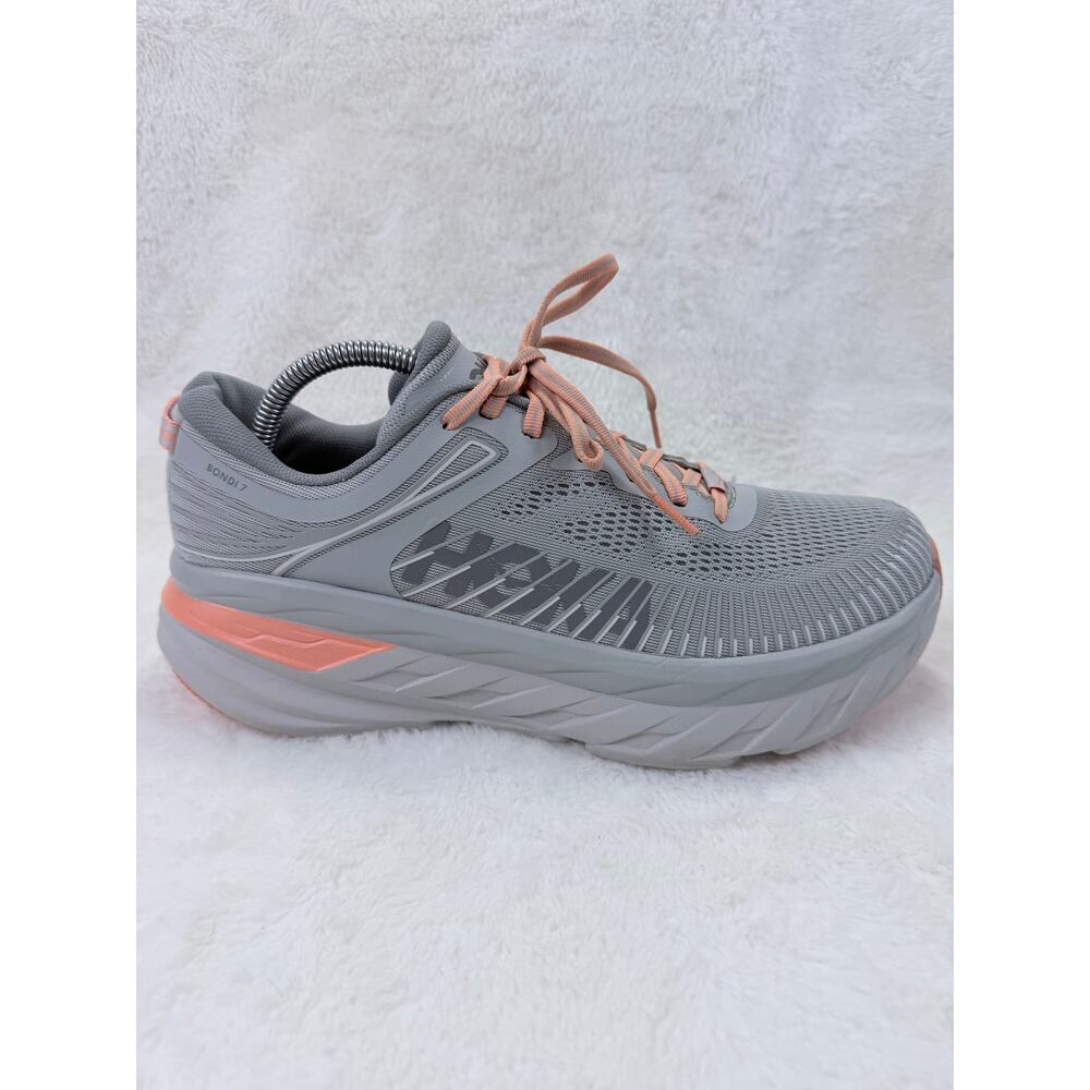 Hoka One One Bondi 7 Womens Running Shoes Harbor Mist Shell Coral Size 10.5